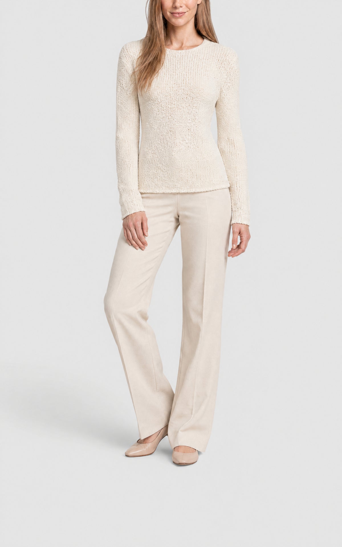 Ivory / Pull col rond Evaki en soie - Ivory