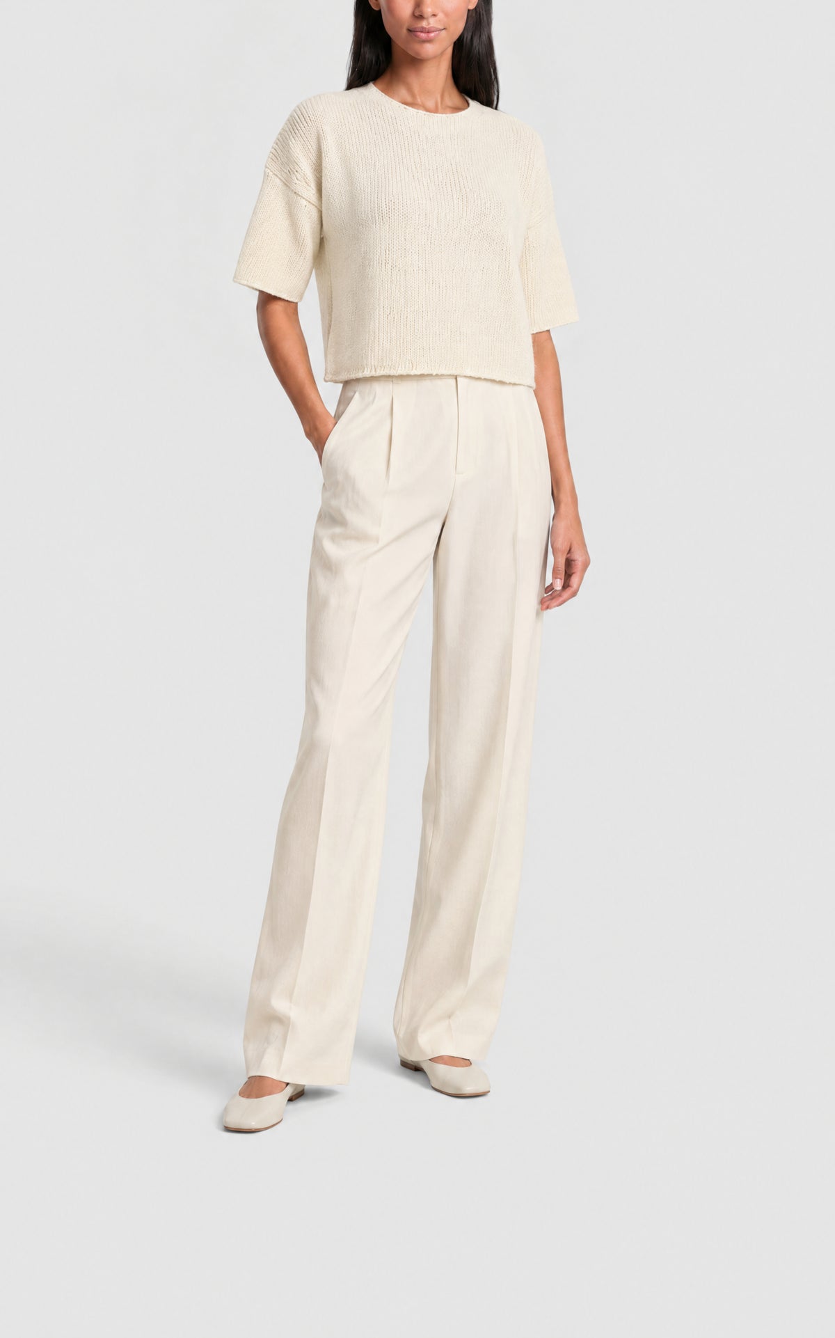 Ivory / T-shirt court Pomona en cachemire - Ivory