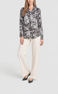 Grey Scale W & Grey / Chemise Henri en soie - Grey Scale W & Grey