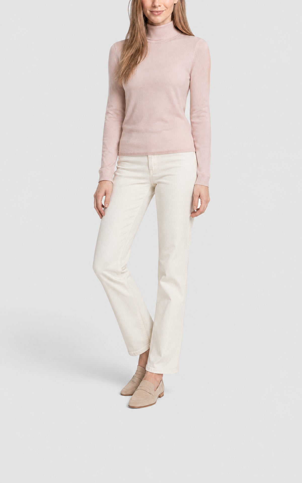 Blush / Pull à col roulé Costa en cachemire et soie - Blush