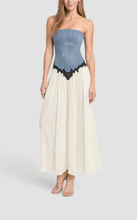 Light Blue Denim / Robe Glenn à bustier denim - Light Blue Denim