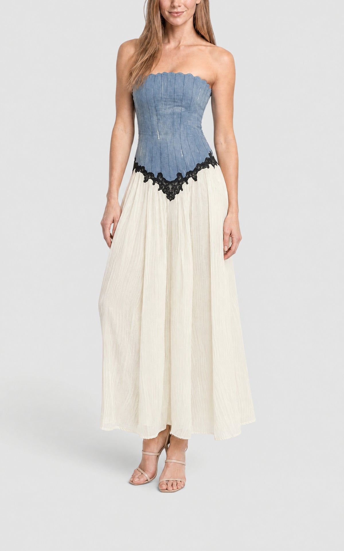 Light Blue Denim / Robe Glenn à bustier denim - Light Blue Denim