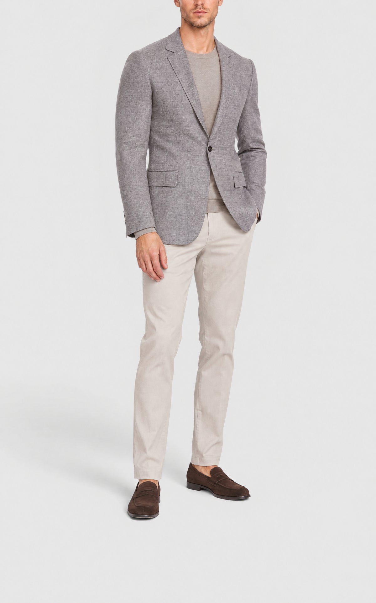 Light Grey / Veste Damien en laine et cachemire - Light Grey