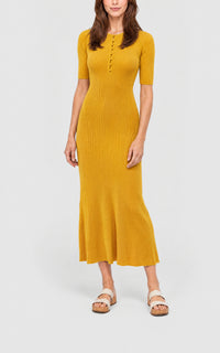 Yellow / Robe Johanna en cachemire et soie - Yellow