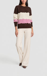 Ivory & Blush & Bordeaux / Pull Lawrence en cachemire - Ivory & Blush & Bordeaux
