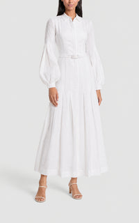 White / Robe Aleka en lin - White