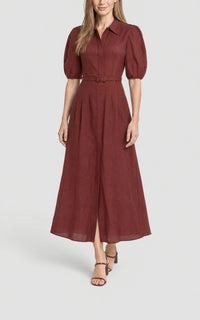 Burnt Sienna / Robe-chemise Maude en lin - Burnt Sienna