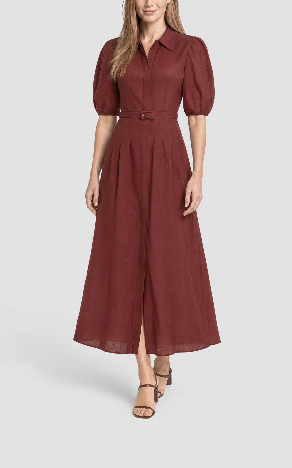 Burnt Sienna / Robe-chemise Maude en lin - Burnt Sienna
