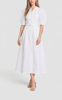 White / Robe-chemise Maude en lin - White