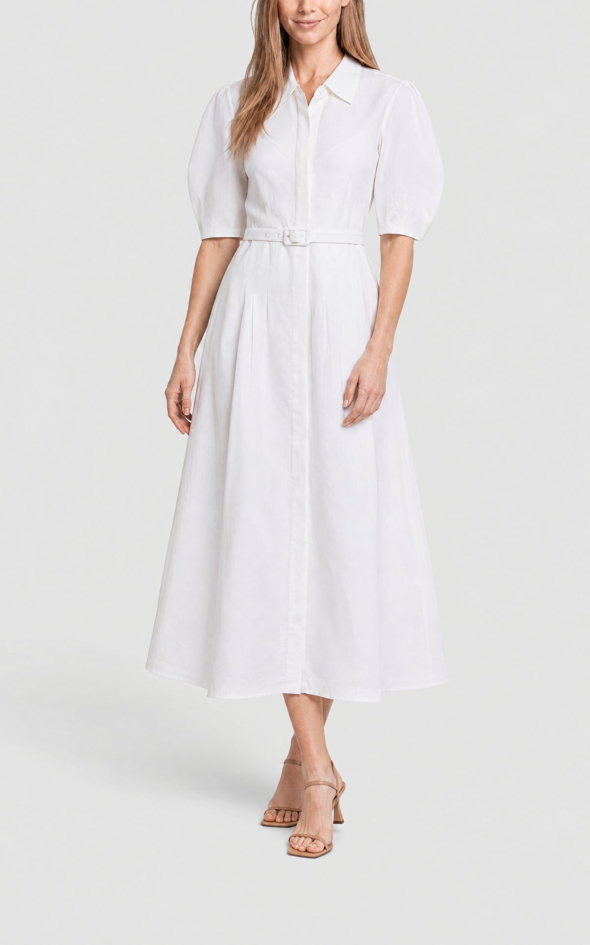White / Robe-chemise Maude en lin - White