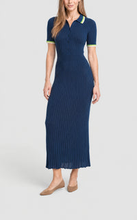 Washed Denim / Robe Eyot cachemire et soie - Washed Denim