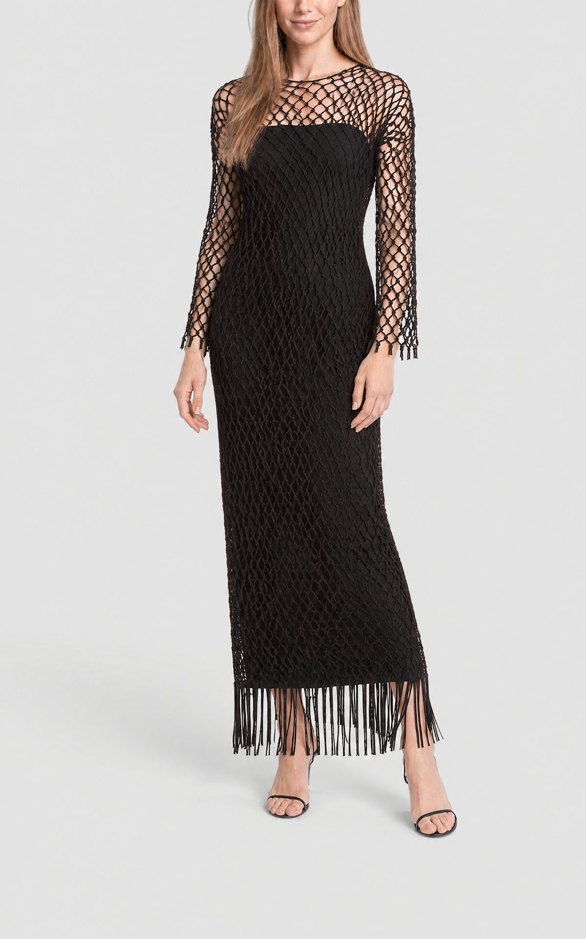 Black / Robe Barnett avec macramé en soie en laine - Black