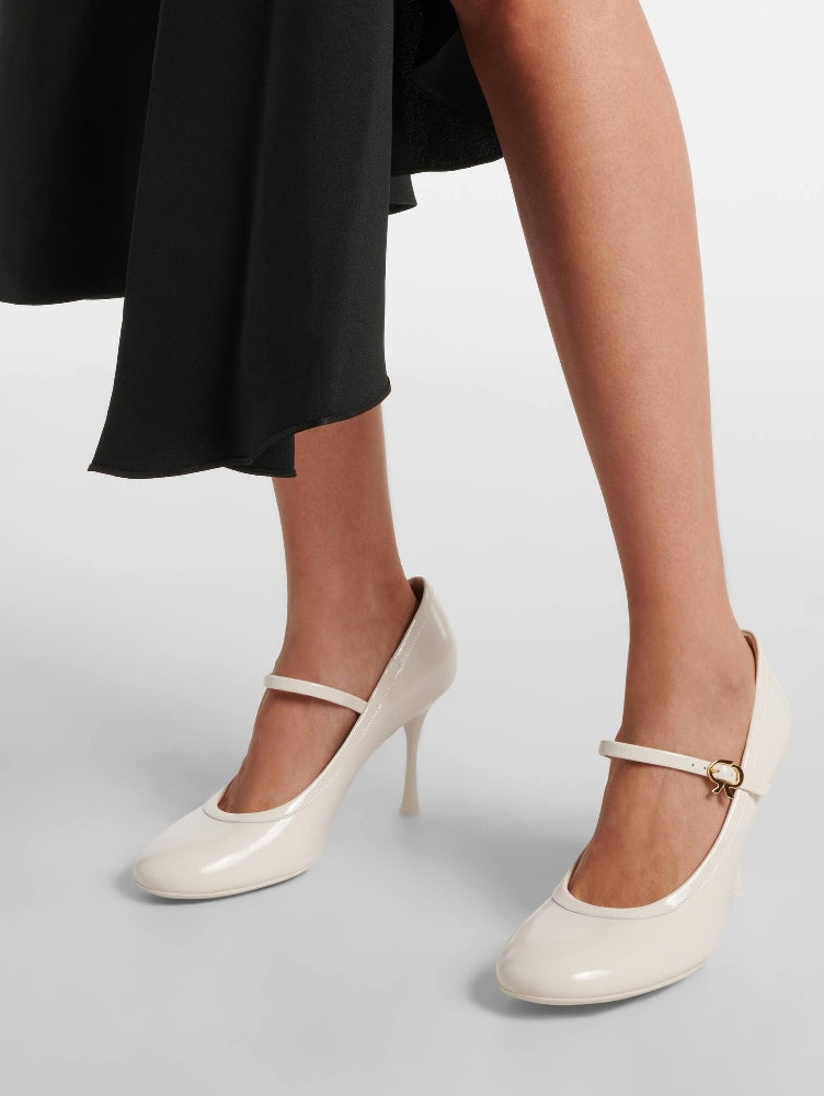 Escarpins Carla 85 en cuir lisse - Blanc