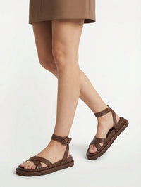 Sandales Lianne en cuir lisse - Marron