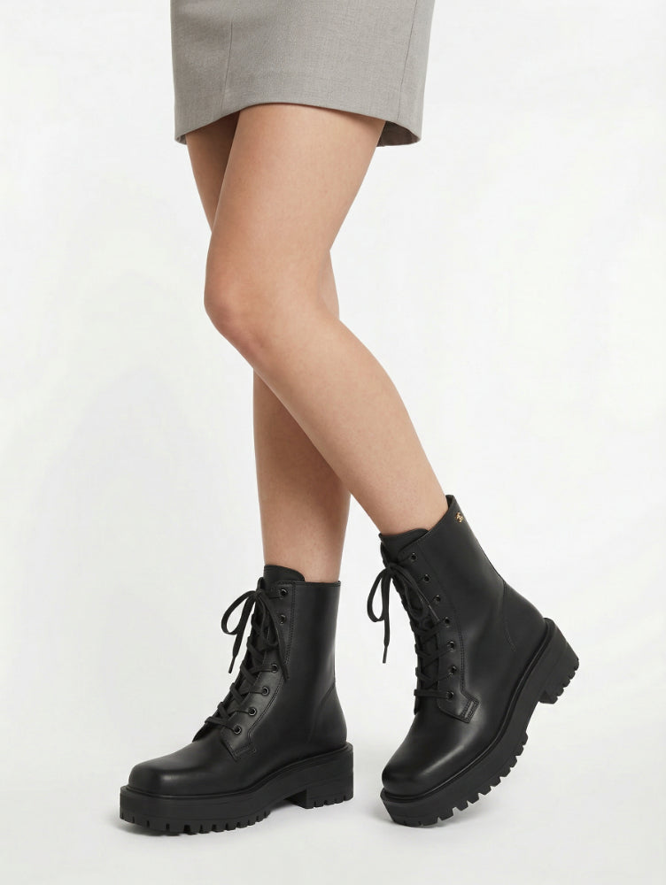 Bottines Turner en cuir lisse - Noir