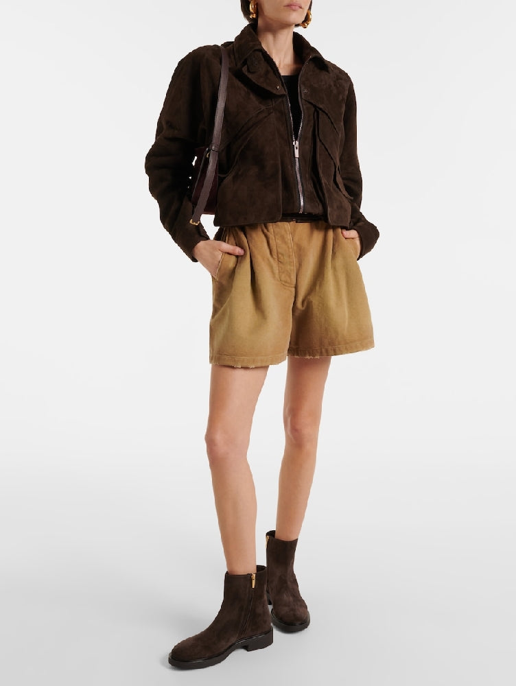Bottines biker Lexington en daim - Marron