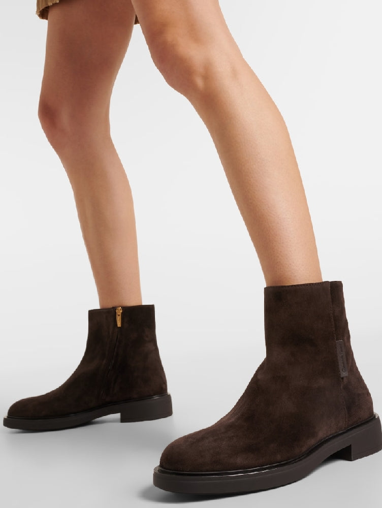 Bottines biker Lexington en daim - Marron