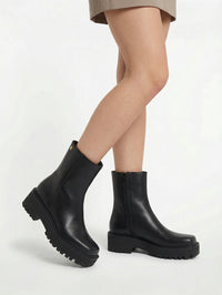 Bottines Warner en cuir lisse - Noir