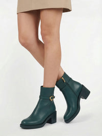 Bottines biker Ribbon Dumont 45 en cuir lisse - Vert