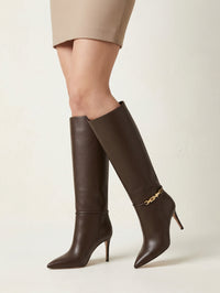 Bottes Carrey 85 en cuir lisse - Marron