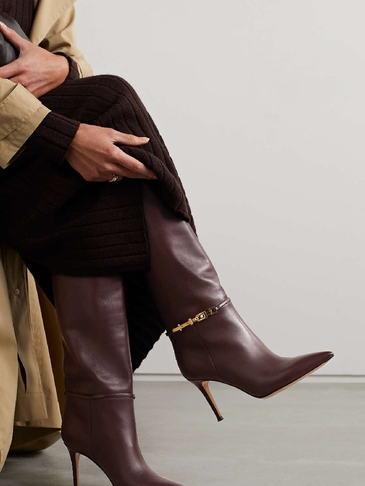 Bottes Carrey 85 en cuir lisse - Marron