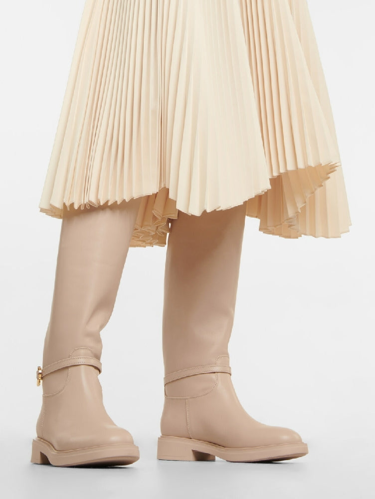 Bottes Ribbon Cavalier en cuir lisse - Neutre