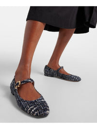 Ballerines Mary Ribbon en cuir lisse - Bleu