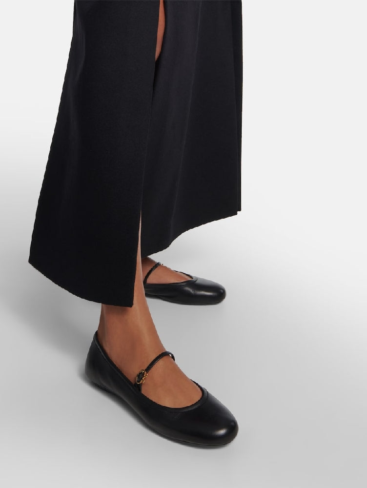 Ballerines Carla en cuir lisse - Noir