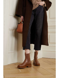Bottines biker Chester 20 en cuir lisse - Marron