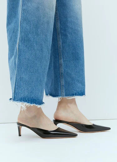 Mules Lindsay 55 en cuir lisse - Noir