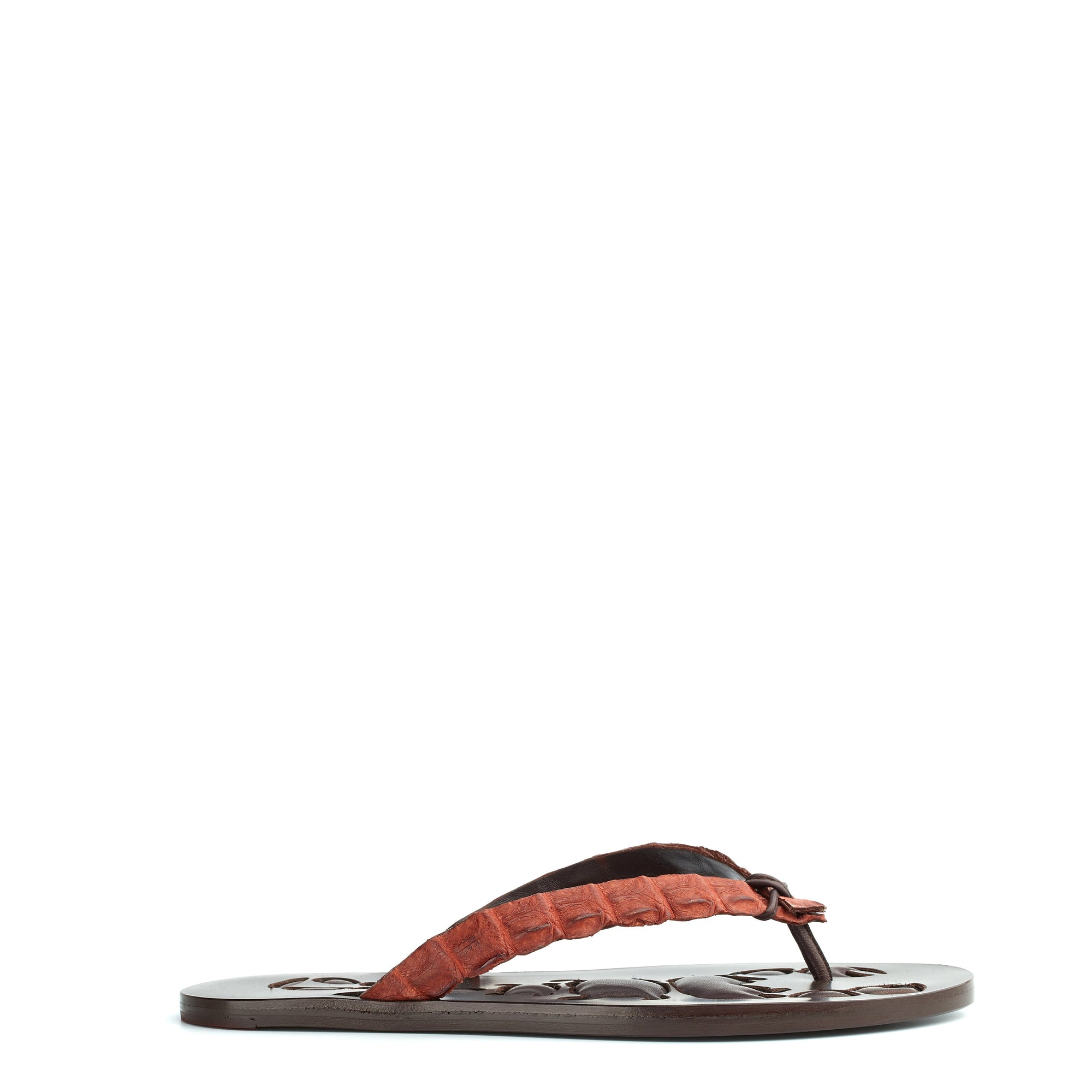 4qty NEW / Tongs Gigi en cuir d’alligator - Brown