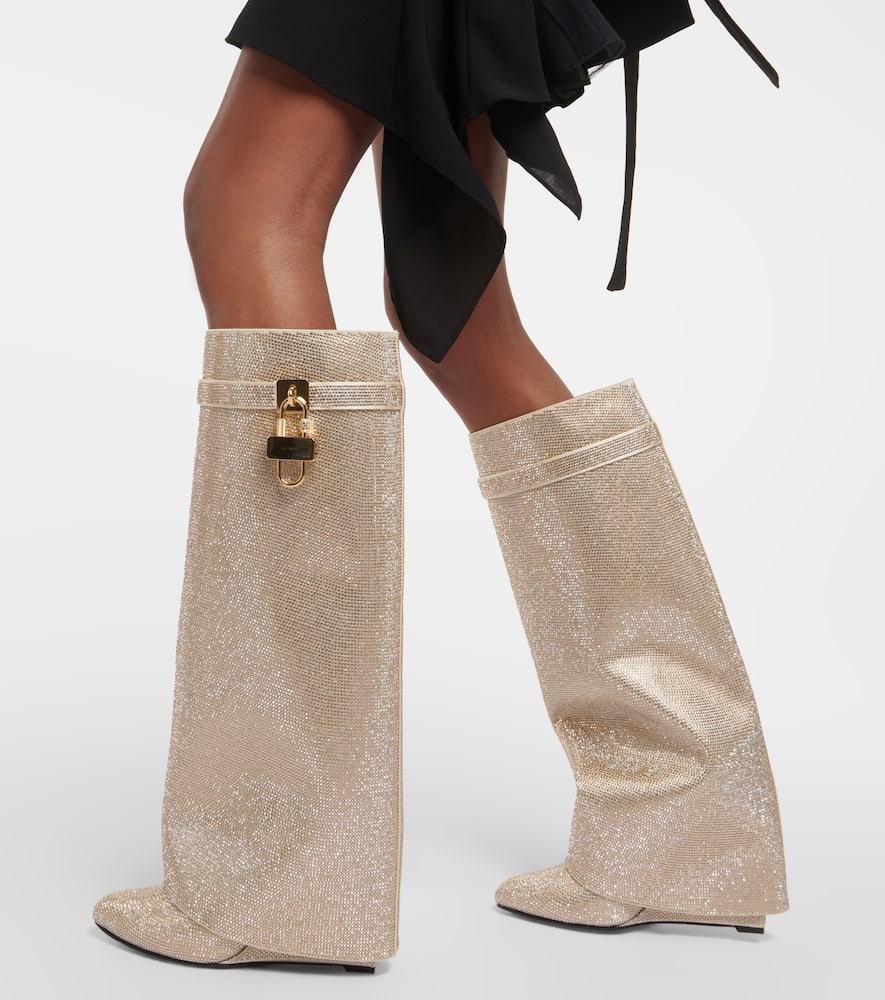 Bottes Shark Lock 90 avec strass - Blond