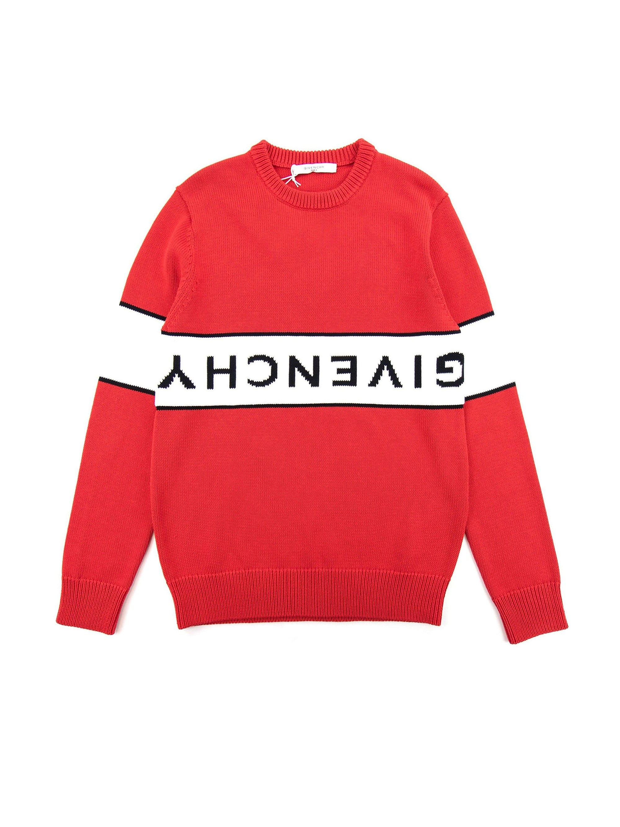 Pull à signature Givenchy retournée - Rouge & Blanc