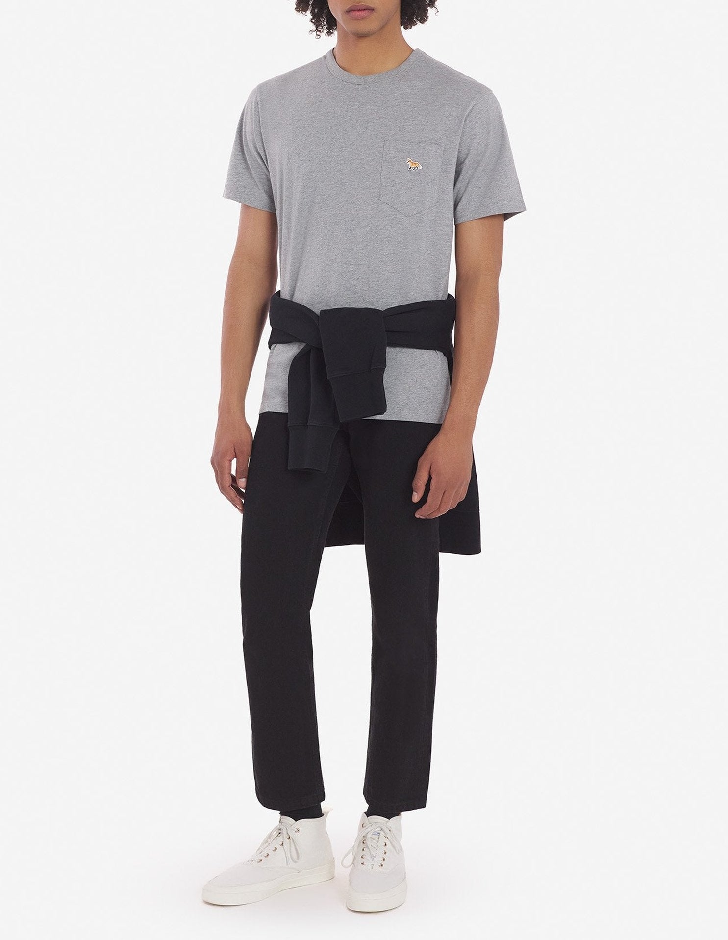 Baby Fox pocket t-shirt with patch - Grey Melange