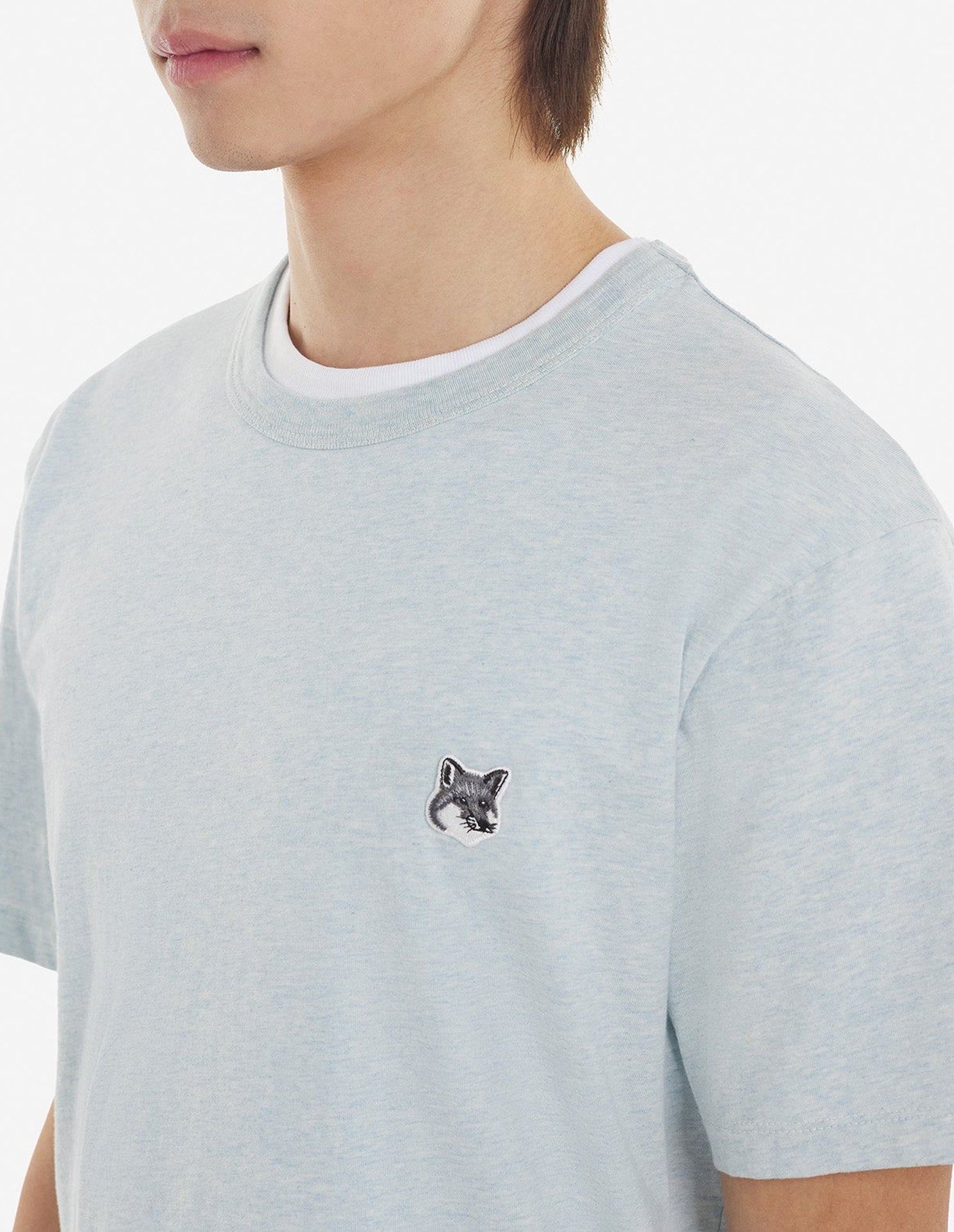 T-shirt with badge - Blue Haze Melange
