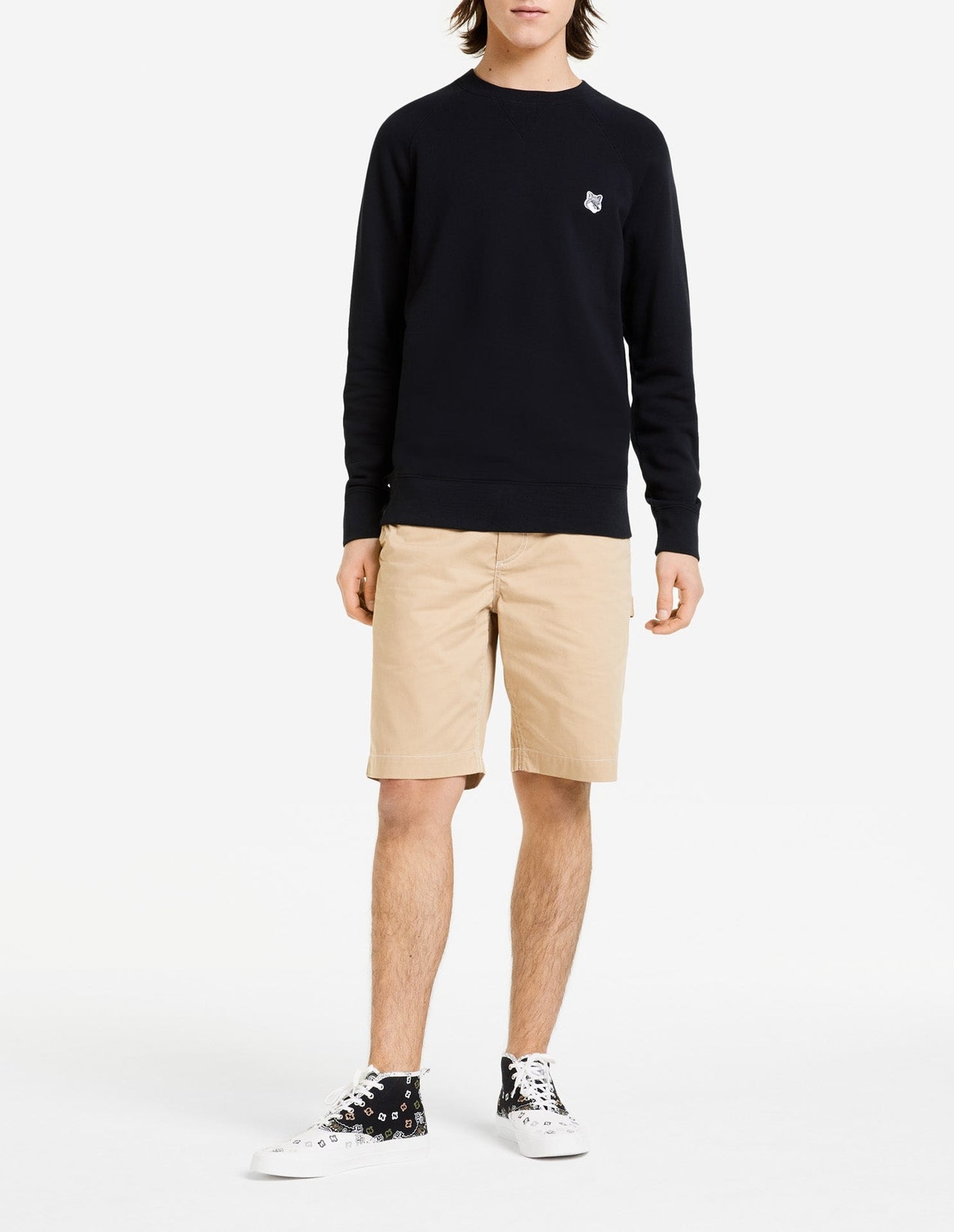 Sweatshirt à col rond avec écusson - Black