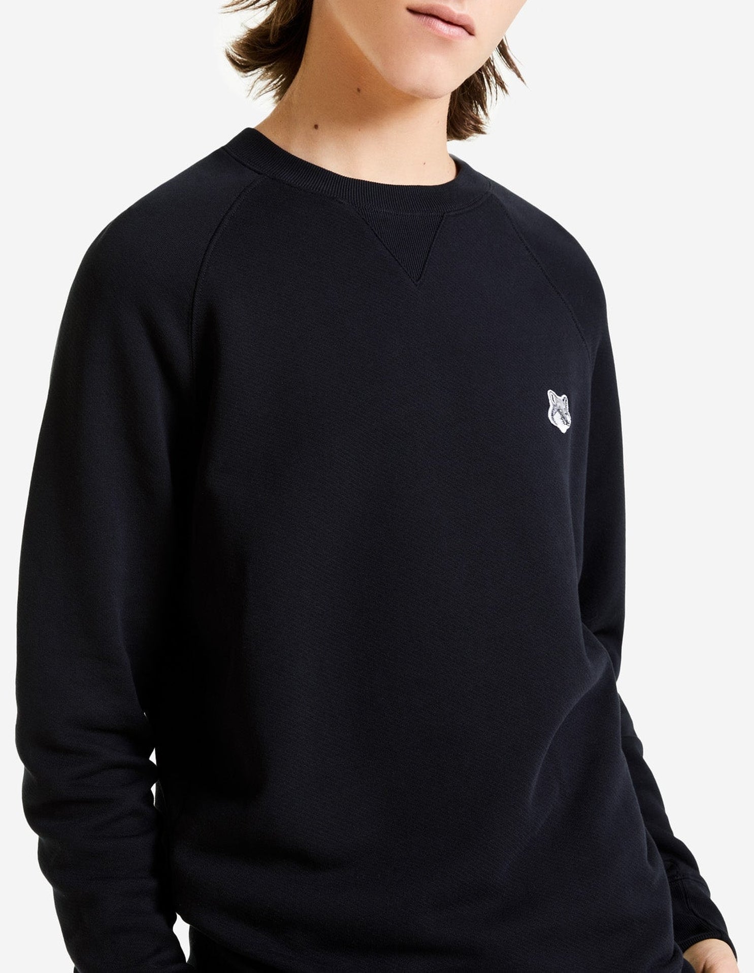 Sweatshirt à col rond avec écusson - Black