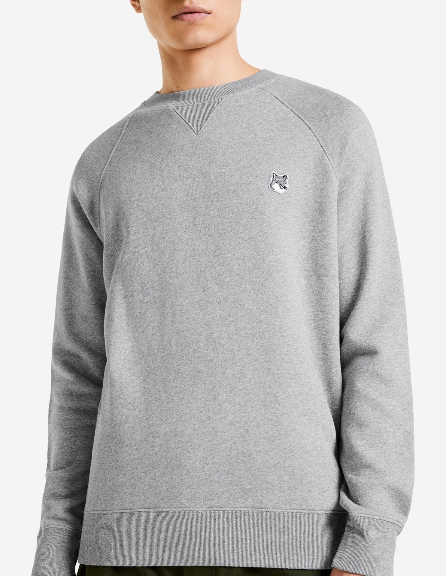 Round-neck sweatshirt with crest - Grey Melange