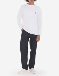 Round-neck sweatshirt with crest - Ecru