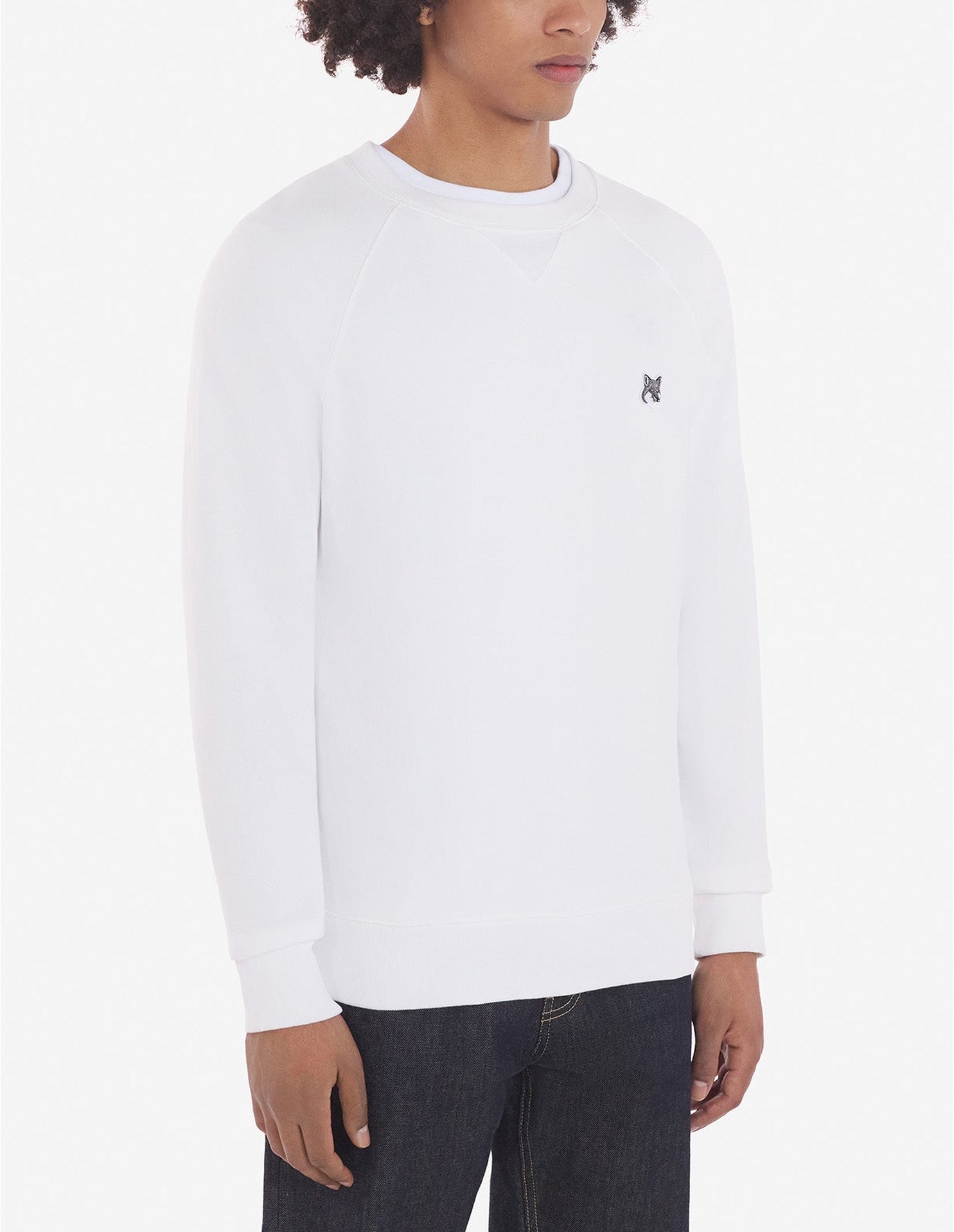 Round-neck sweatshirt with crest - Ecru