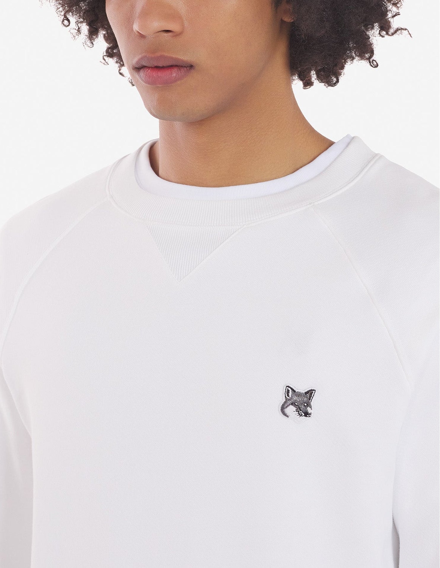 Round-neck sweatshirt with crest - Ecru