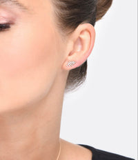Boucles d'oreilles Palms en or rose 18 carats et diamants - Blanc
