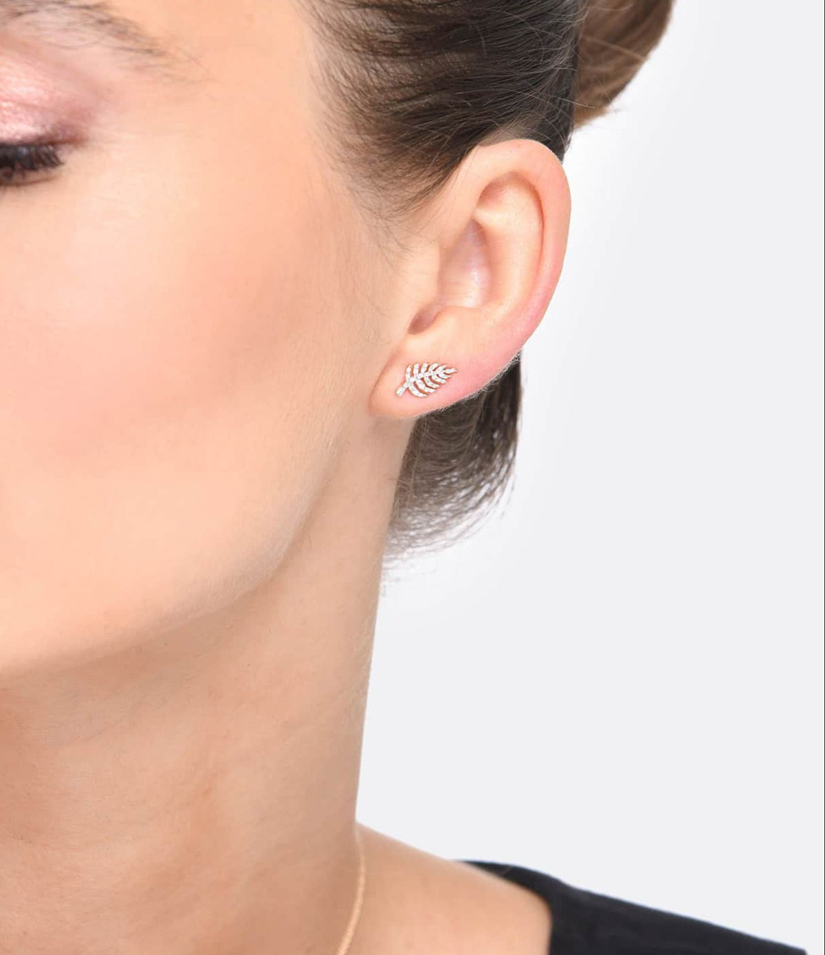 Boucles d'oreilles Palms en or rose 18 carats et diamants - Blanc