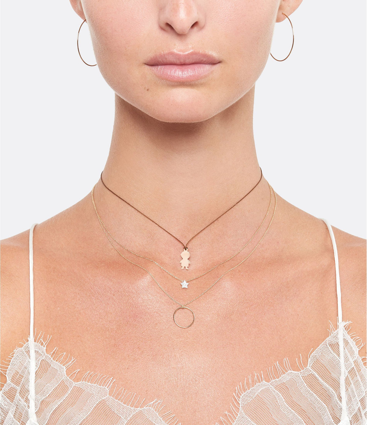 Collier Minis On Silk en or rose 18 carats et cordon de soie - Rose