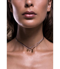 Collier Minis On Silk en or rose 18 carats et cordon de soie - Rose