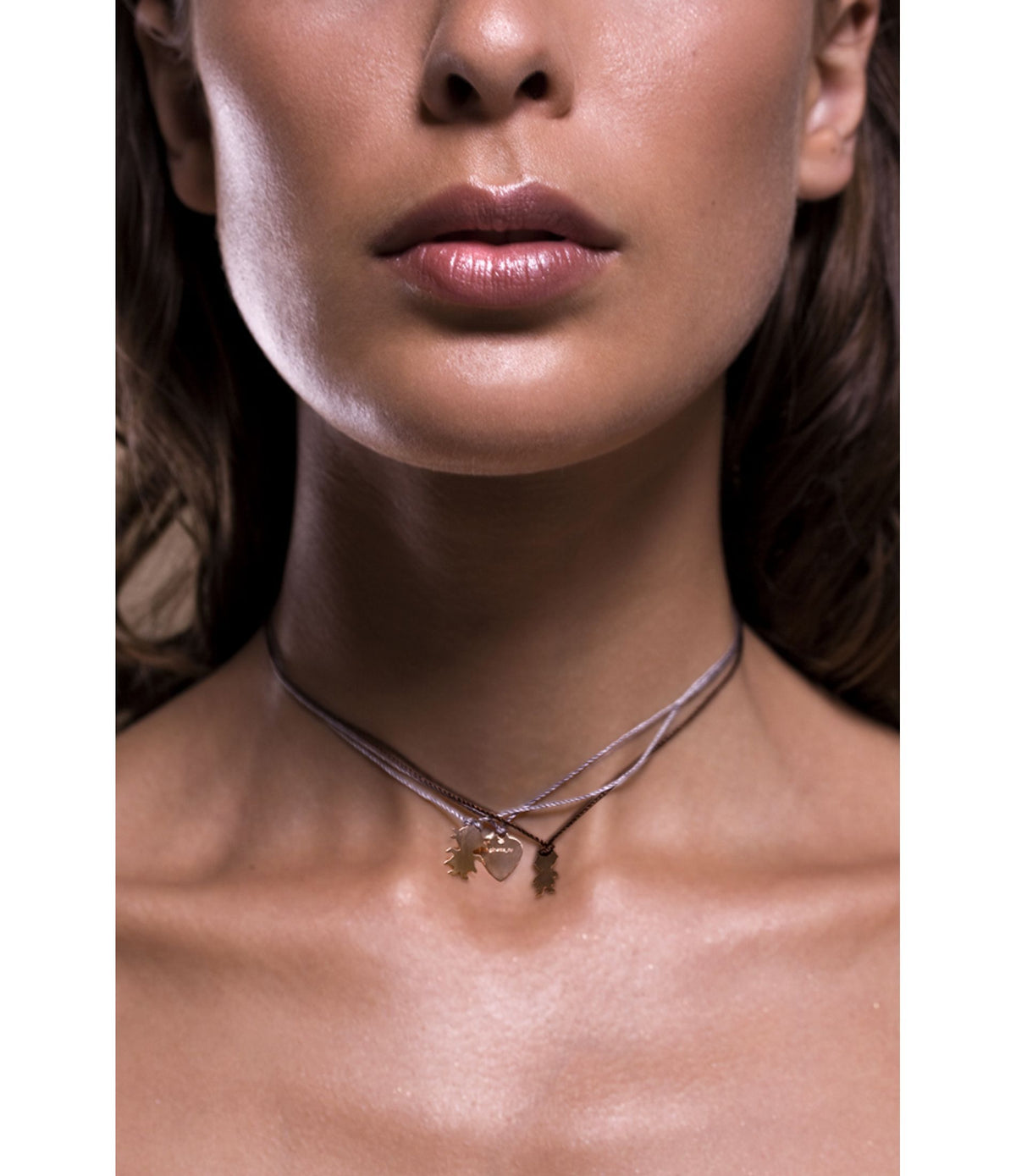 Collier Minis On Silk en or rose 18 carats et cordon de soie - Rose