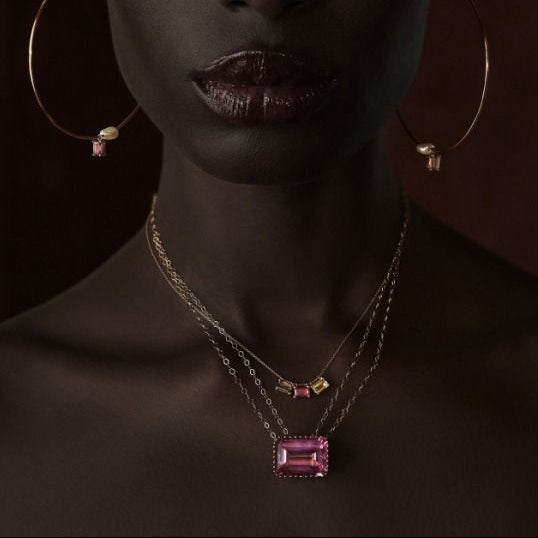 Collier Midnight & Cocktail en or rose 18 carats et quartz - Jaune