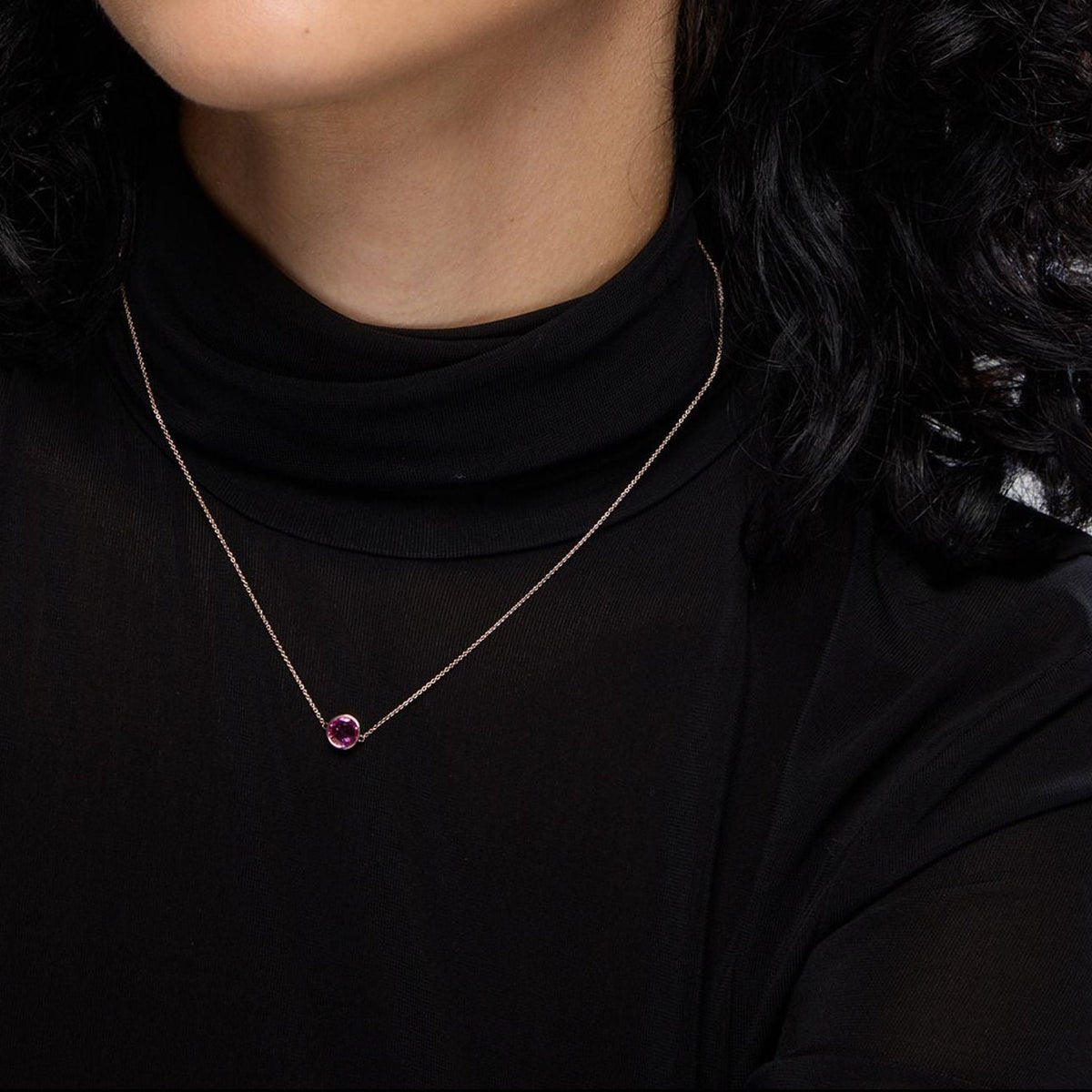 Collier Ever en or rose 18 carats et corindon - Rose