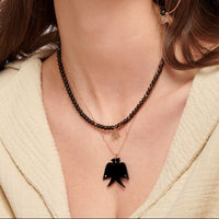 Collier Georgia en or rose 18 carats et onyx - Noir