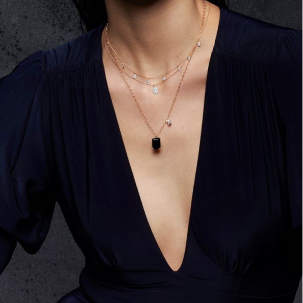 Collier Cocktail en or rose 18 carats et multipierres - Bleu